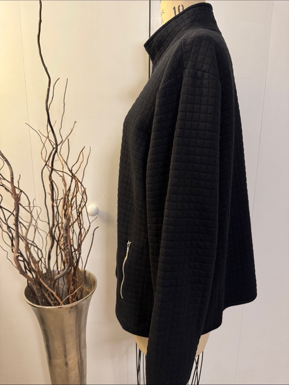 Karen Scott Black Quilted Full-Zip Utility Jacket - Picture 3 of 5